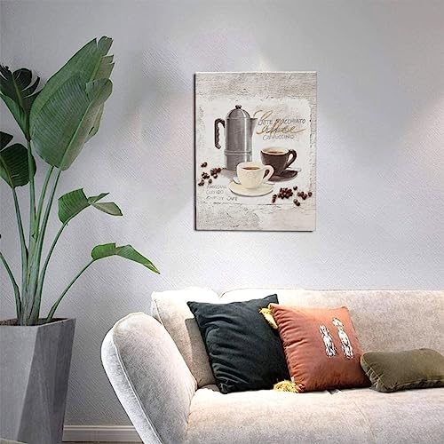 Rustic Coffee Wall Art Set for Kitchen Decor
