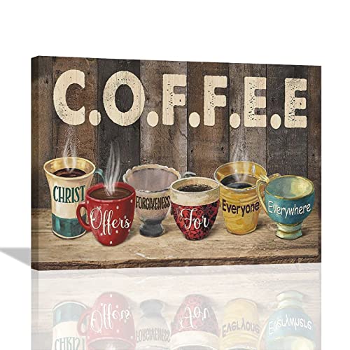 Christian Coffee Wall Art for Rustic Kitchen Décor