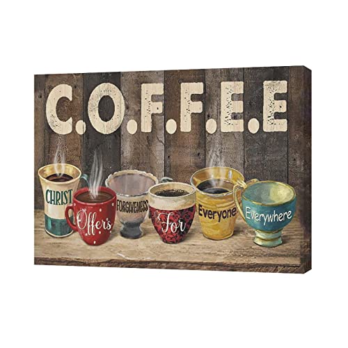 Christian Coffee Wall Art for Rustic Kitchen Décor
