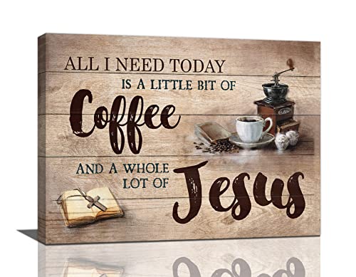 Christian Coffee Cross Wall Art Rustic Kitchen Decor