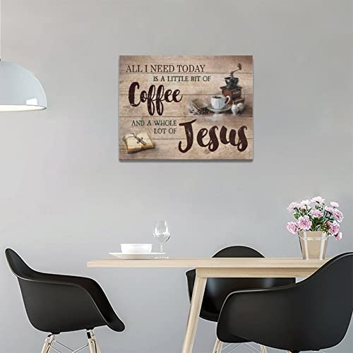 Christian Coffee Cross Wall Art Rustic Kitchen Decor
