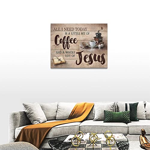 Christian Coffee Cross Wall Art Rustic Kitchen Decor