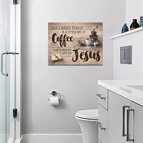 Christian Coffee Cross Wall Art Rustic Kitchen Decor