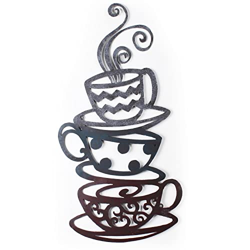 Adeco Metal Coffee Cups Wall Art for Kitchen