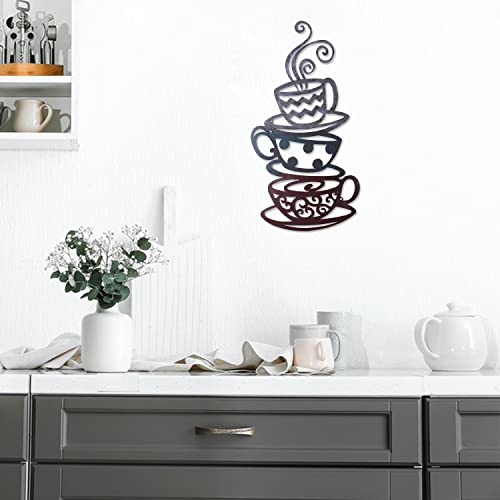 Adeco Metal Coffee Cups Wall Art for Kitchen