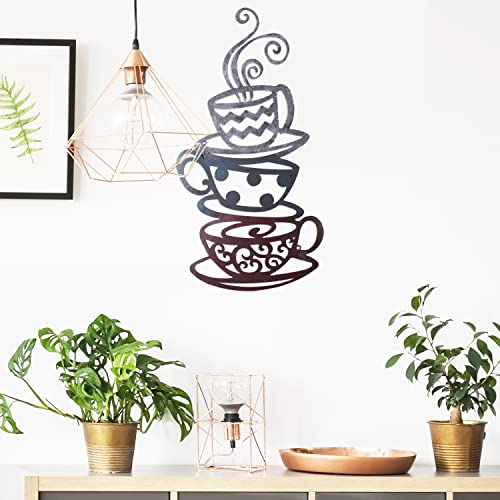 Adeco Metal Coffee Cups Wall Art for Kitchen