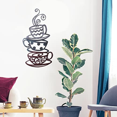 Adeco Metal Coffee Cups Wall Art for Kitchen