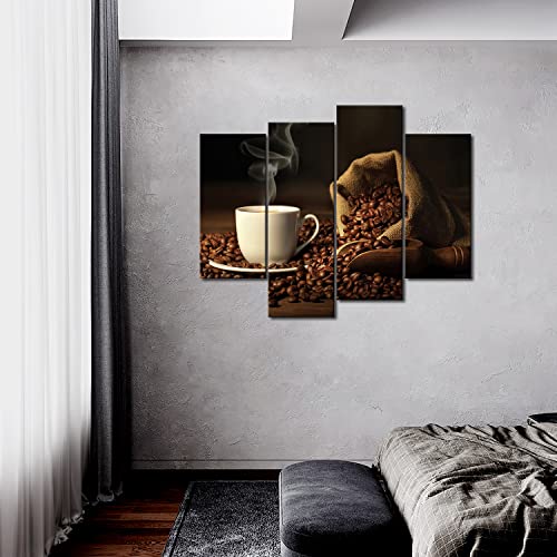 Brown Coffee Cup and Bean Wall Art Print