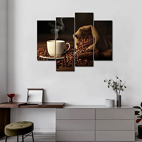 Brown Coffee Cup and Bean Wall Art Print