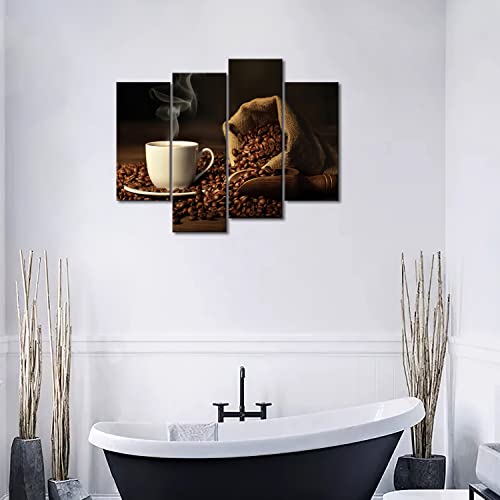 Brown Coffee Cup and Bean Wall Art Print