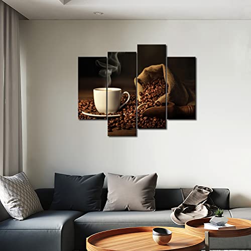 Brown Coffee Cup and Bean Wall Art Print