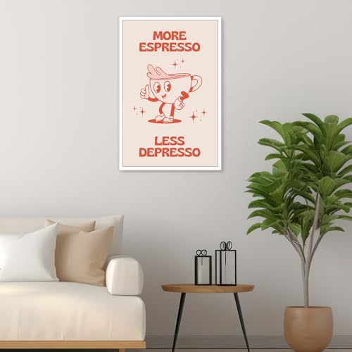 Espresso vs Depresso Retro Pink Cartoons Wall Art