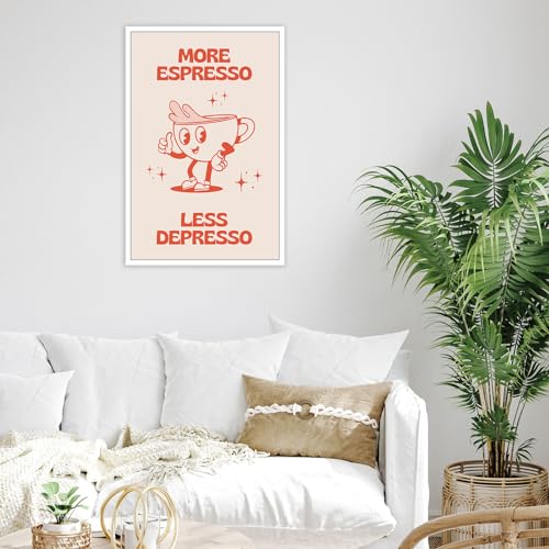 Espresso vs Depresso Retro Pink Cartoons Wall Art