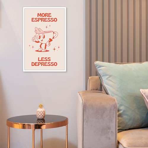 Espresso vs Depresso Retro Pink Cartoons Wall Art