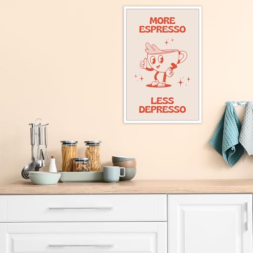 Espresso vs Depresso Retro Pink Cartoons Wall Art