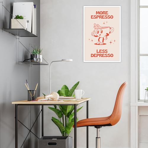 Espresso vs Depresso Retro Pink Cartoons Wall Art
