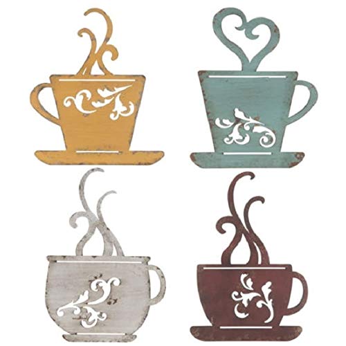 Vintage Coffee Cup Wall Decor Set - Cafe-Themed