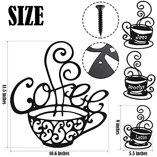 Set of 4 Metal Coffee Cup Wall Decor
