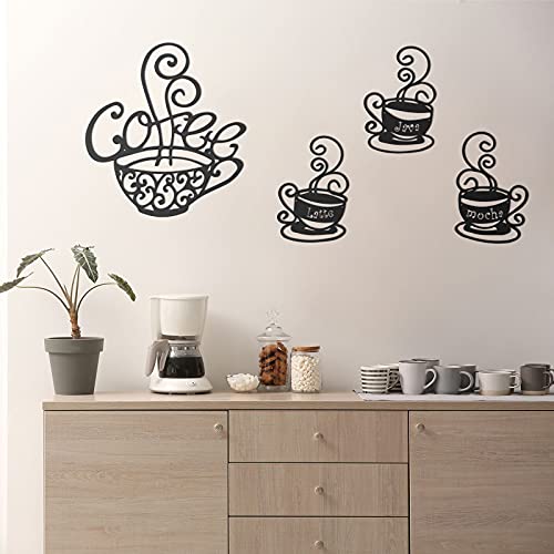 Set of 4 Metal Coffee Cup Wall Decor