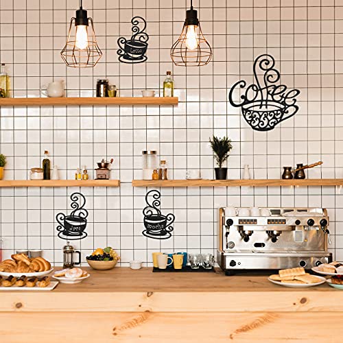Set of 4 Metal Coffee Cup Wall Decor