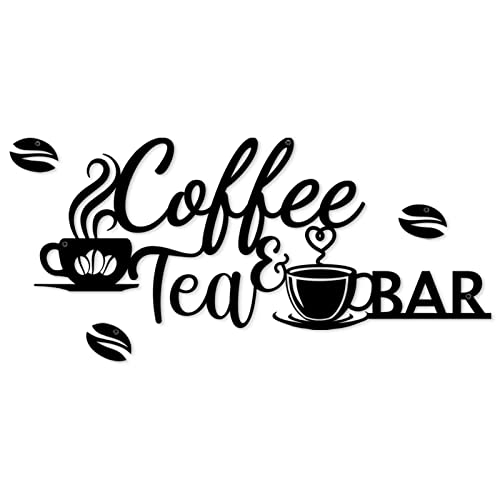 Metal Coffee Tea Bar Wall Art with Coffee Bean
