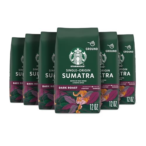 Starbucks Dark Roast Sumatra Ground Coffee, 6 bags