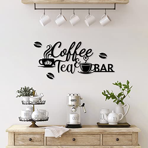 Metal Coffee Tea Bar Wall Art with Coffee Bean