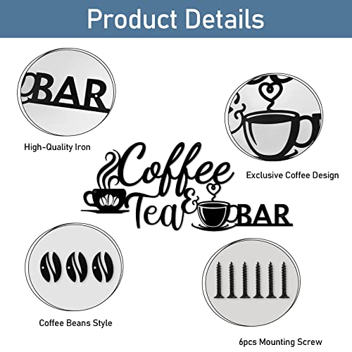 Metal Coffee Tea Bar Wall Art with Coffee Bean