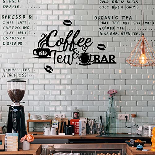 Metal Coffee Tea Bar Wall Art with Coffee Bean