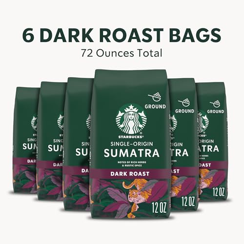 Starbucks Dark Roast Sumatra Ground Coffee, 6 bags