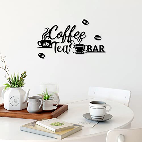 Metal Coffee Tea Bar Wall Art with Coffee Bean