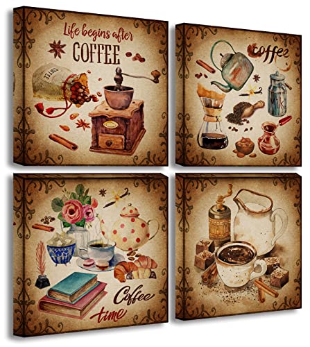 Vintage Coffee Poster Canvas Print for Kitchen Decor