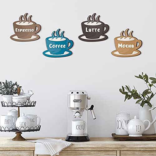 Coffee Theme Wooden Wall Decor Set - Rustic Farmhouse