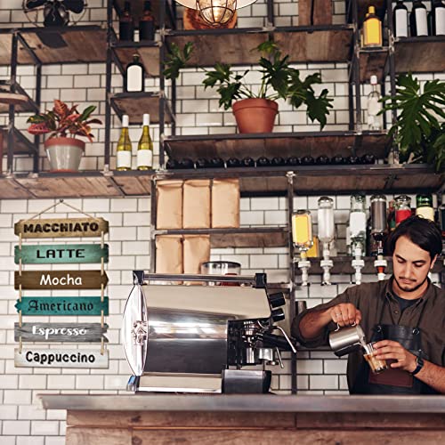 Rustic Wooden Coffee Bar Sign for Kitchen Wall Decor