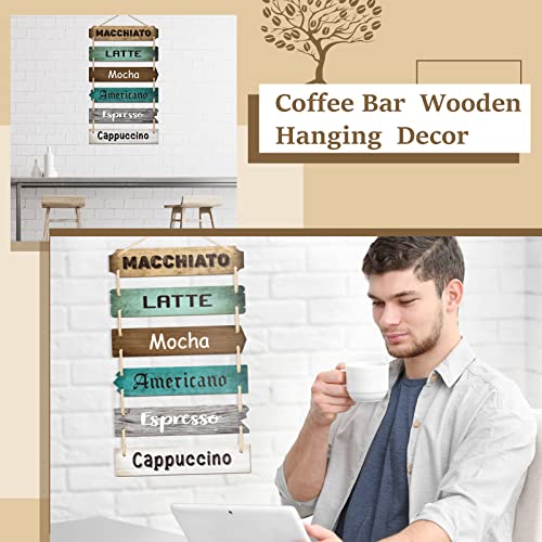 Rustic Wooden Coffee Bar Sign for Kitchen Wall Decor