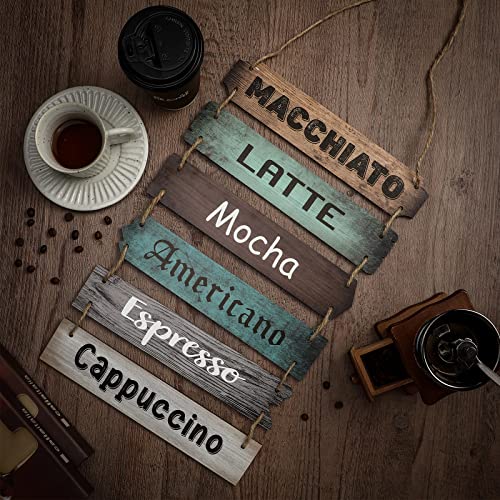 Rustic Wooden Coffee Bar Sign for Kitchen Wall Decor