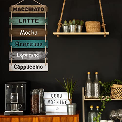 Rustic Wooden Coffee Bar Sign for Kitchen Wall Decor