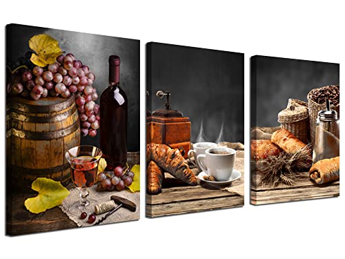Farmhouse Coffee and Wine Canvas Wall Art Set