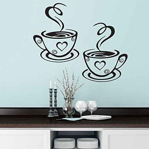 Decaltor Dual Coffee Cup Wall Decals Home Decor