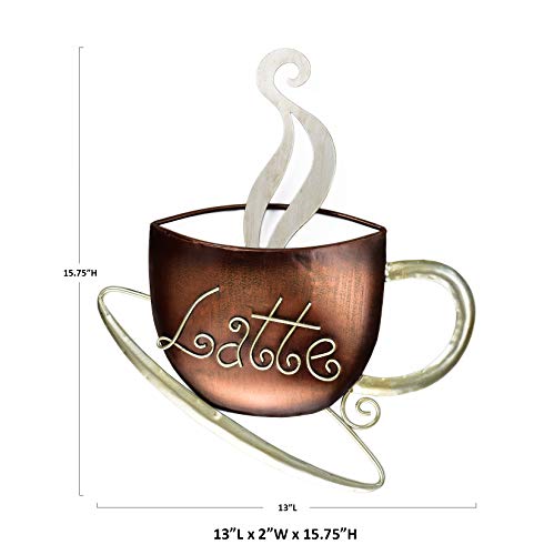 Metal Coffee Cup Wall Hanging Sculpture for Coffee Lovers