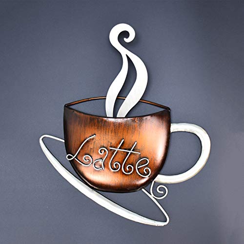 Metal Coffee Cup Wall Hanging Sculpture for Coffee Lovers