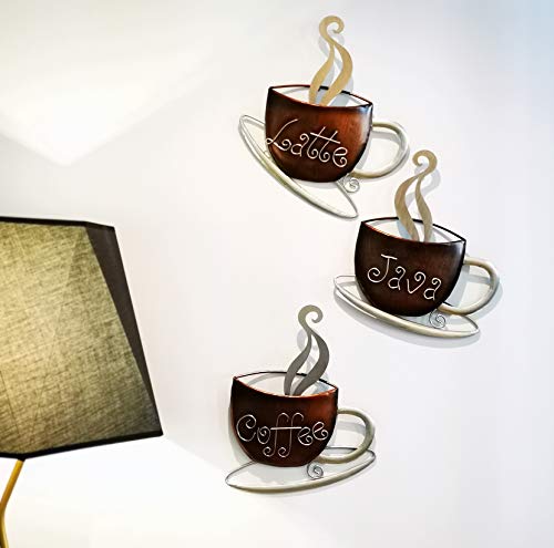 Metal Coffee Cup Wall Hanging Sculpture for Coffee Lovers