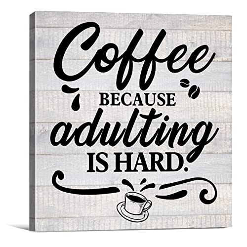 Coffee-themed humorous wall art for farmhouse office decor
