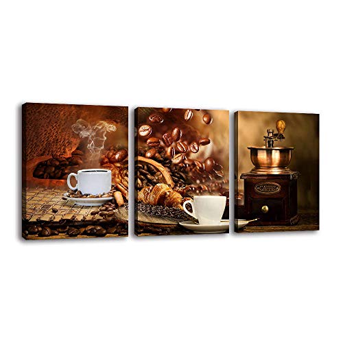 Coffee-themed Canvas Wall Art for Kitchen Decor