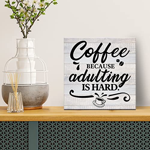 Coffee-themed humorous wall art for farmhouse office decor