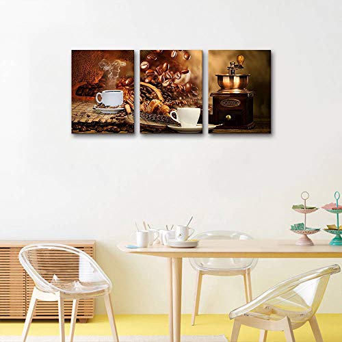 Coffee-themed Canvas Wall Art for Kitchen Decor