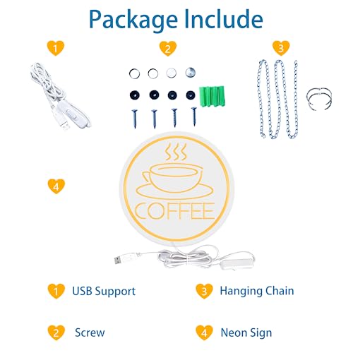 3D Coffee Cup Neon Sign for Wall Decor