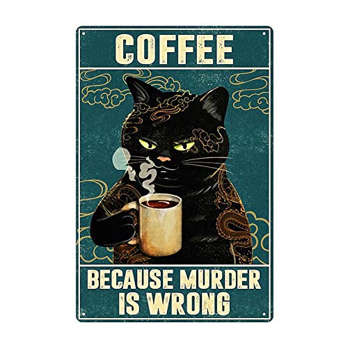 Cute Cat Coffee Wall Art Decor - Vintage Retro