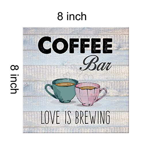 Love is Brewing Coffee Bar Canvas Wall Art
