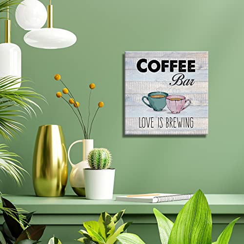 Love is Brewing Coffee Bar Canvas Wall Art